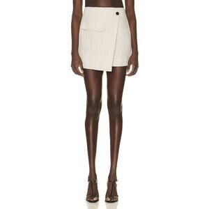 Matthew Bruch Beige Linen Cargo Wrap Mini Skirt Size 3